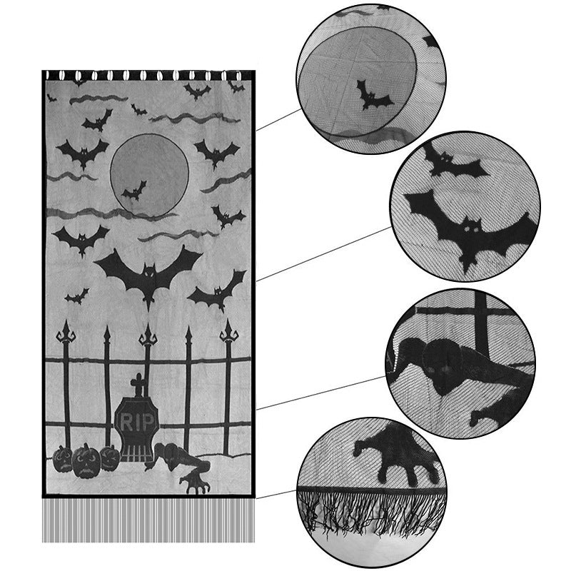 Halloween Spider Witch Bat Skull Door Curtain Party Decoration