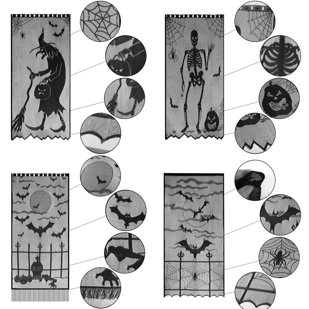 Halloween Spider Witch Bat Skull Door Curtain Party Decoration