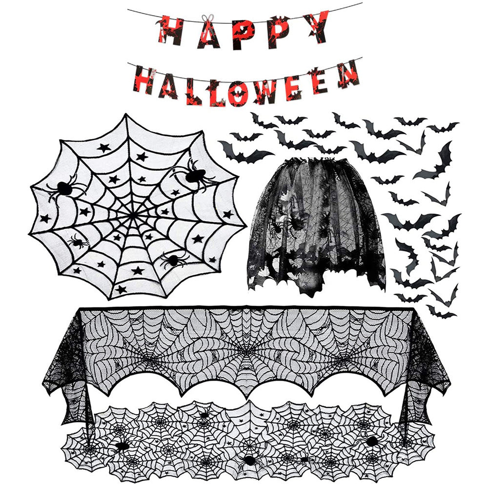 Halloween Spider Witch Bat Skull Door Curtain Party Decoration
