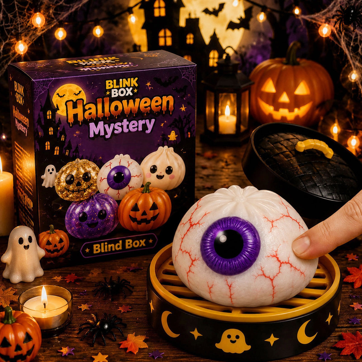 Halloween Ghost Dumpling Squeeze Toy, Steamed Maltose Stress Relief Toy, Holiday Gift Box Set Toy