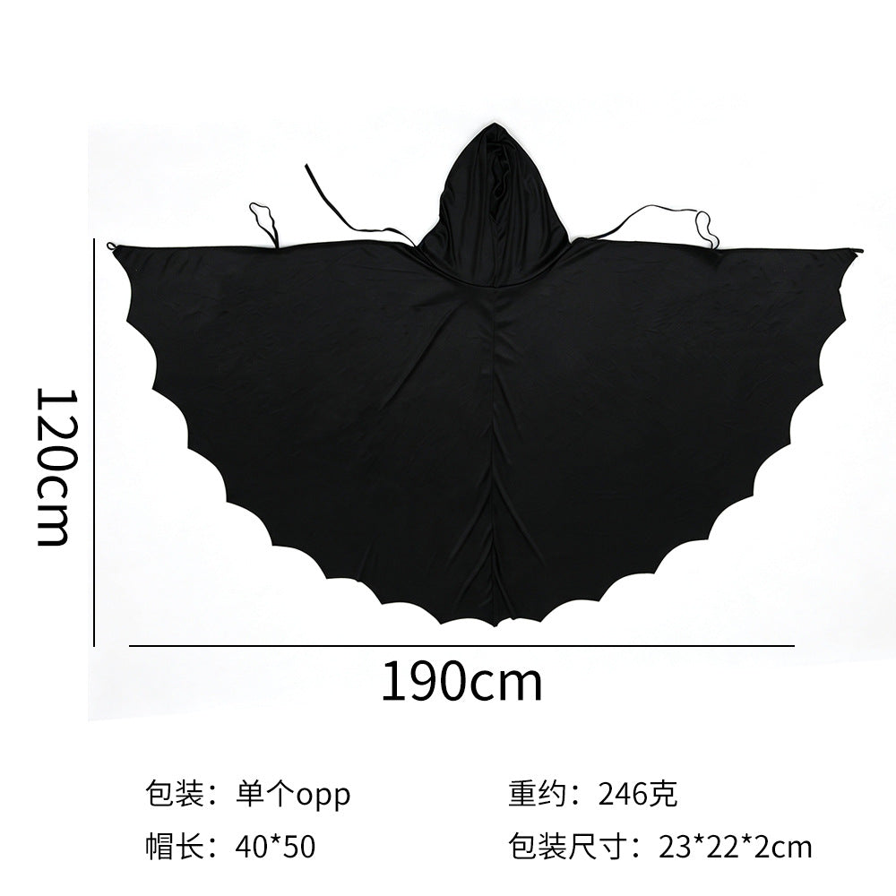 Children Adult Halloween Cosplay Bat Cape Cloak with Mask Costume Set