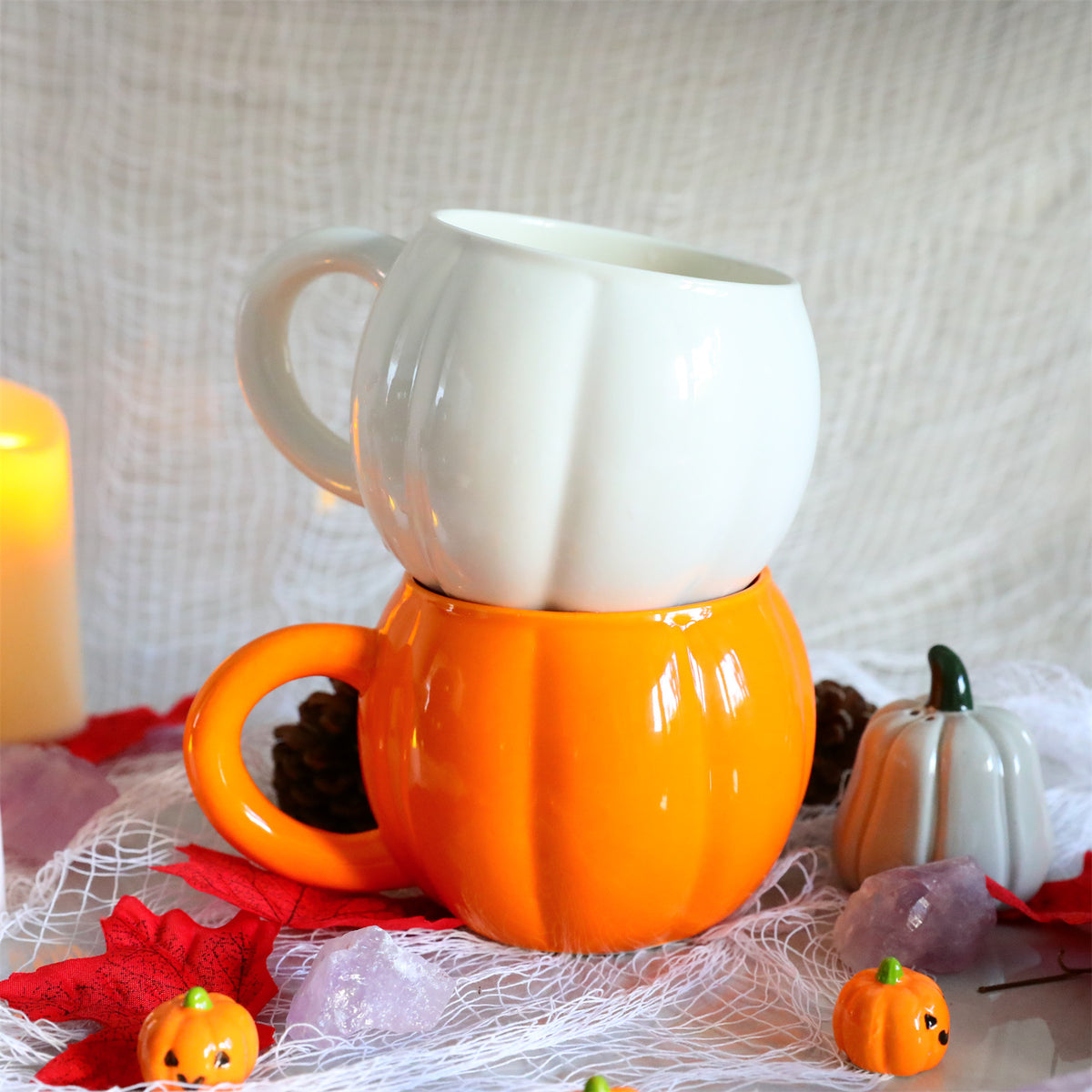 Ceramic Halloween Pumpkin Shaped Breakfast Mug