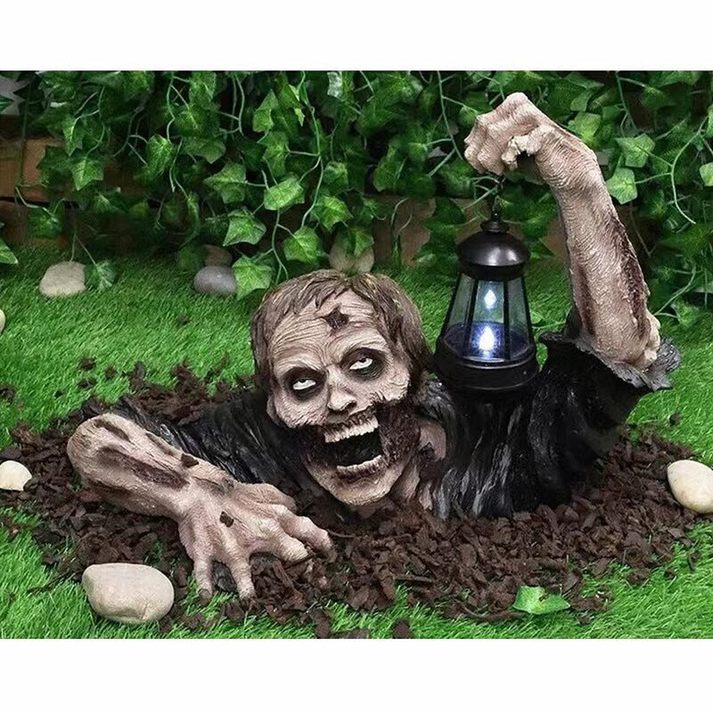Halloween Zombie Lantern Resin Decoration