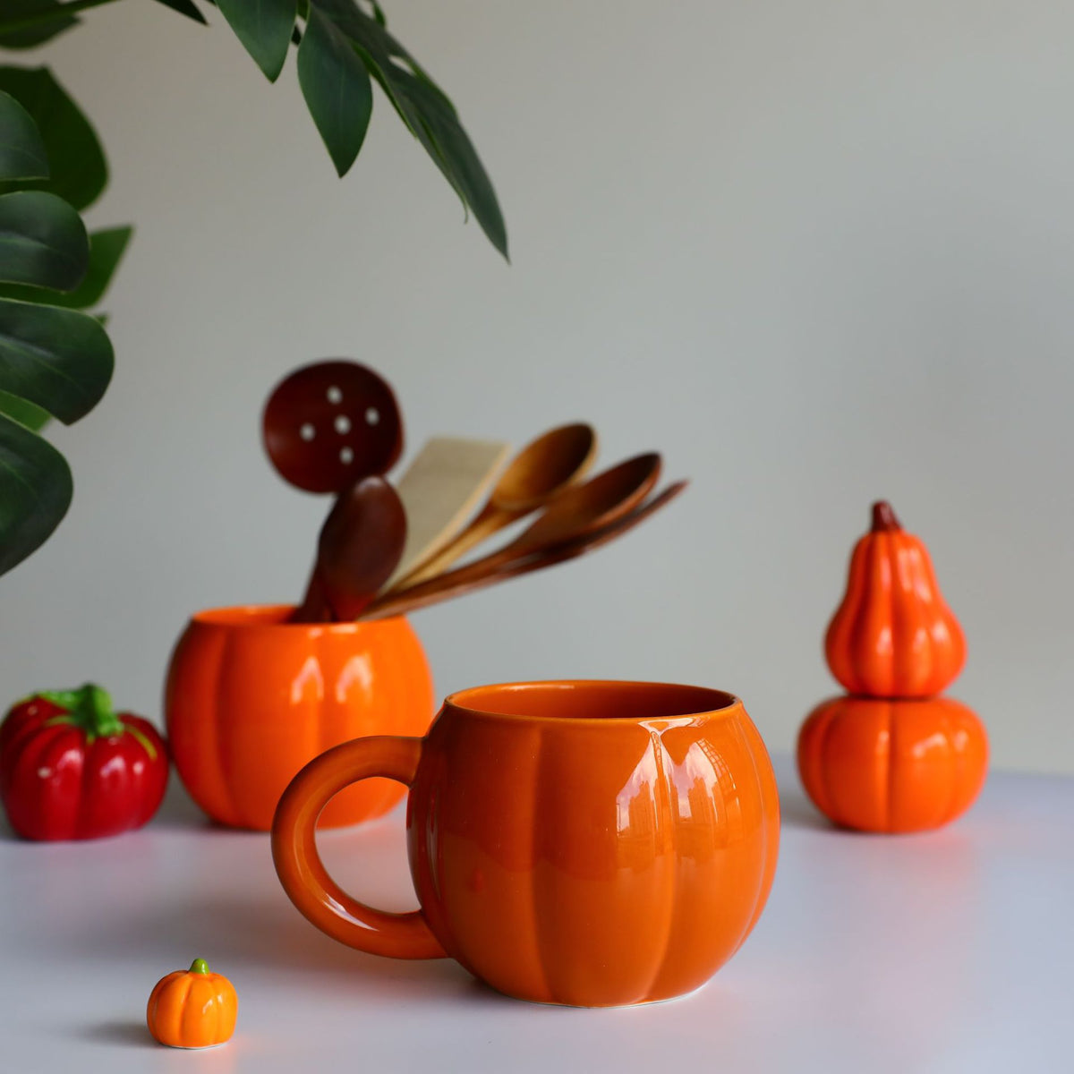 Ceramic Halloween Pumpkin Shaped Breakfast Mug
