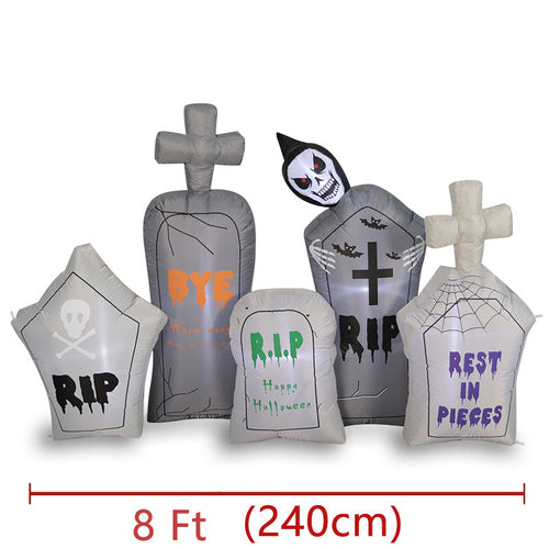 2.4-Meter Halloween Inflatable Tombstone Decoration with Grim Reaper, Ghost
