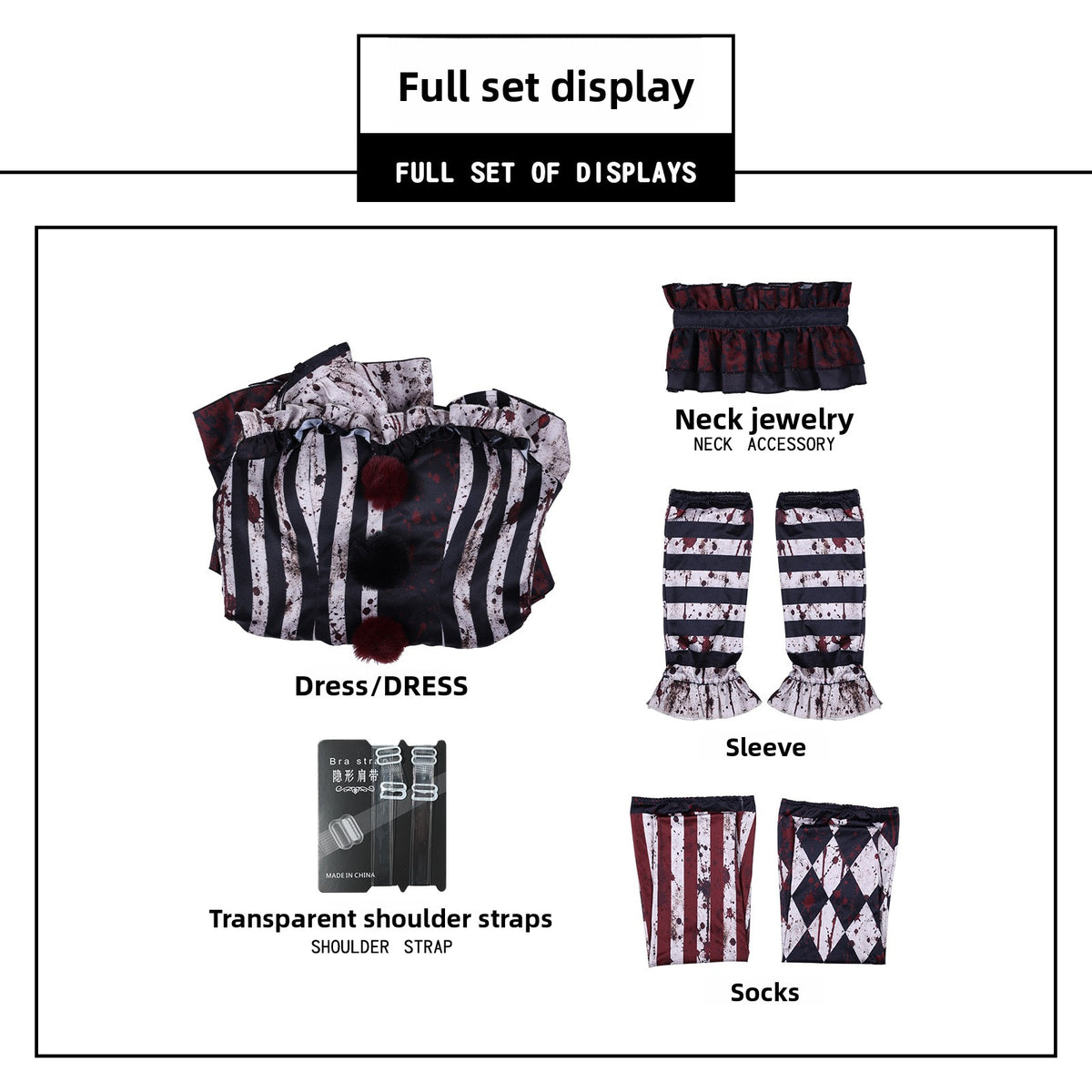 Dark Clown Cosplay Costume Halloween Outfit
