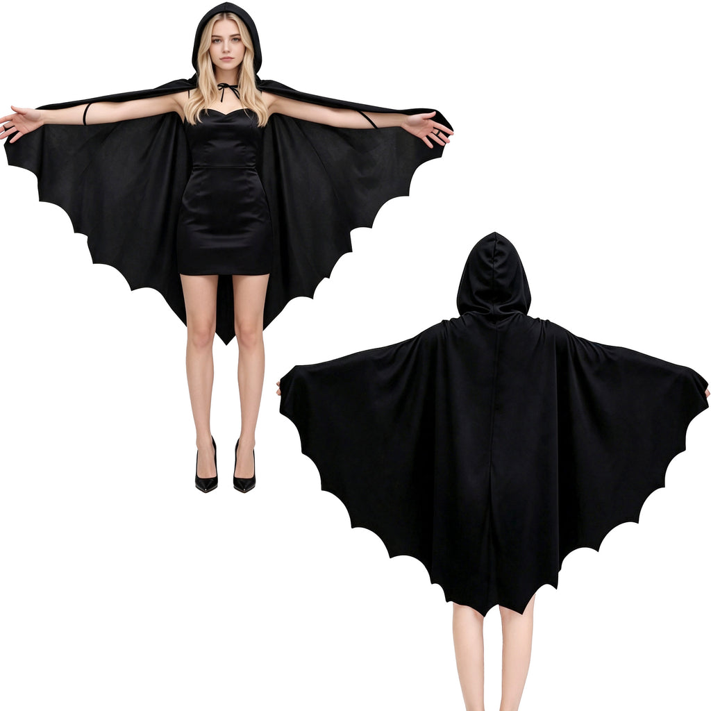 Children Adult Halloween Cosplay Bat Cape Cloak with Mask Costume Set