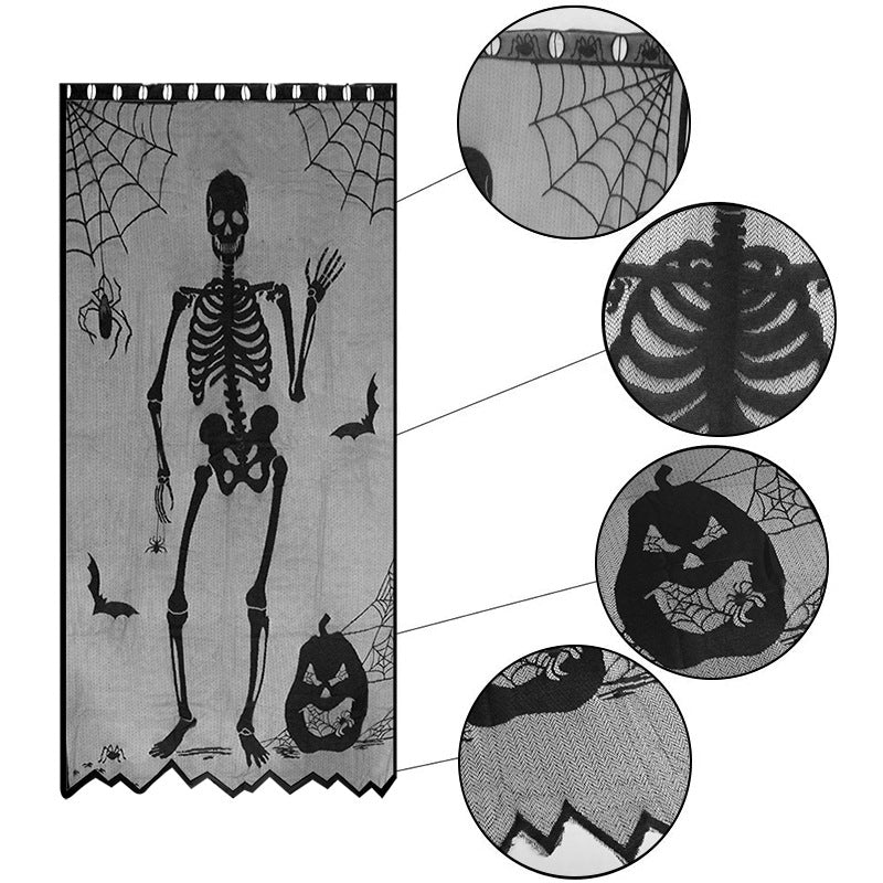 Halloween Spider Witch Bat Skull Door Curtain Party Decoration