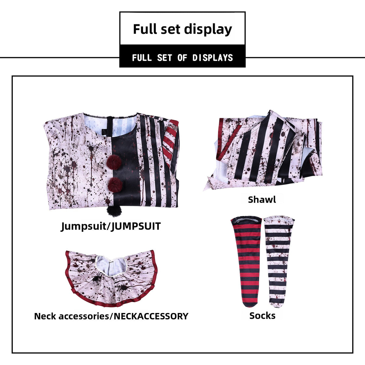 Dark Clown Cosplay Costume Halloween Outfit