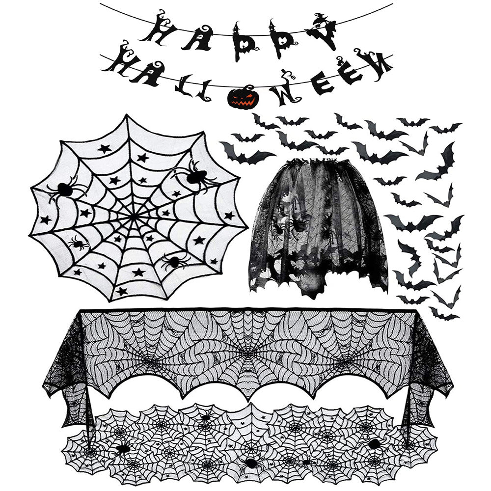 Halloween Spider Witch Bat Skull Door Curtain Party Decoration